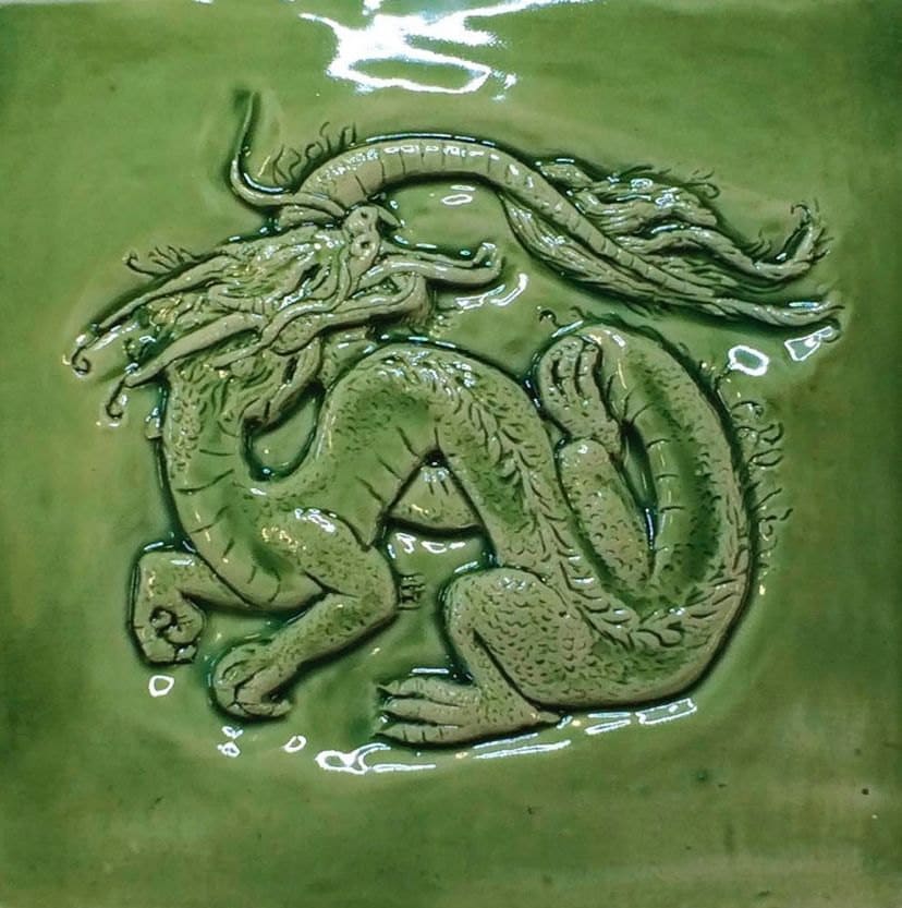 Handmade Chinese Dragon ceramic tile,,