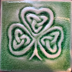 2"Celtic Shamrock Handmade Ceramic Tile | Irish Good Luck Symbol