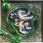 Hand-Carved Lion Ceramic Tile: Moss Green Glaze, G.O.T. House Lannister Style