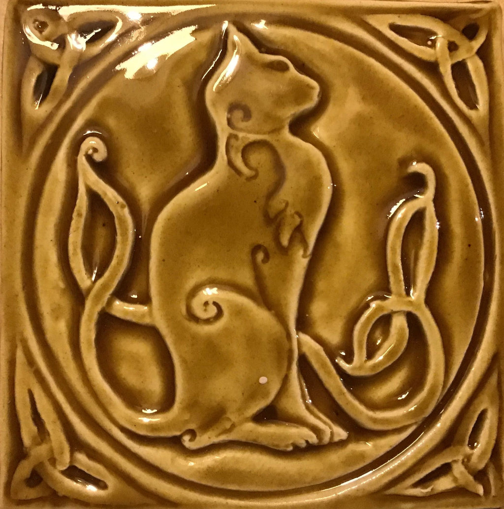 4"Celtic Cat ceramic Tile