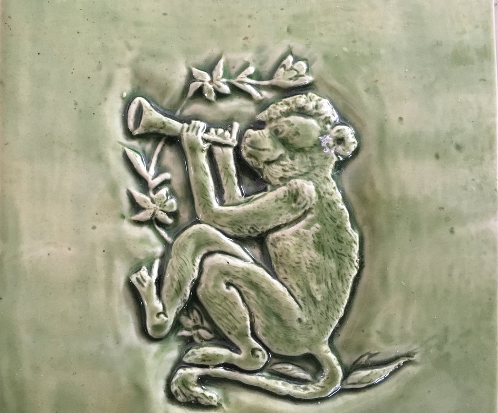 Handmade Chinese Monkey  ceramic bas relief tile
