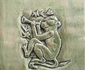 Handmade Chinese Monkey  ceramic bas relief tile