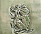 Handmade Chinese Monkey  ceramic bas relief tile